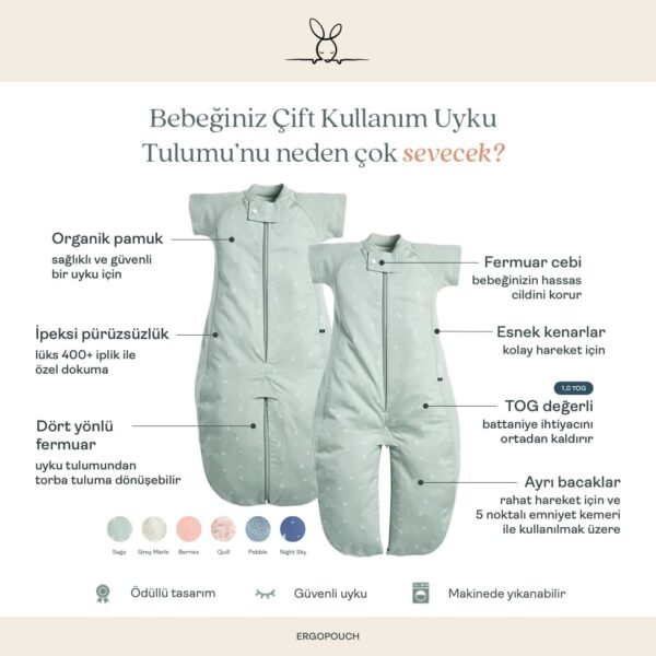 2.5 TOG Organik Pamuklu Çift Kullanım Uyku Tulumu